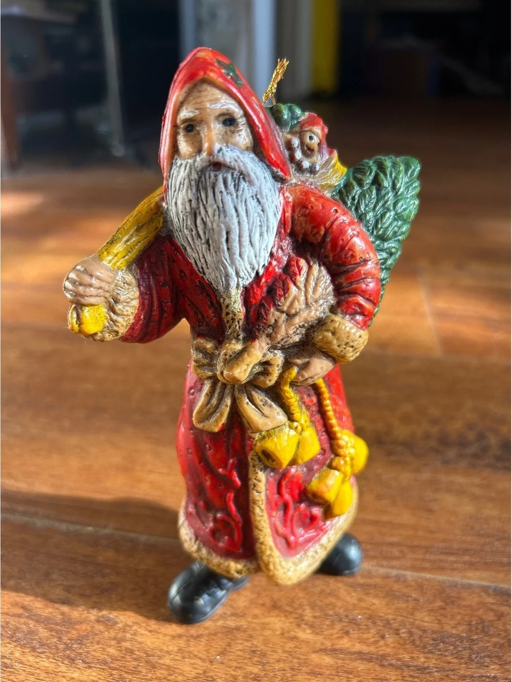 Vintage Santa Claus Figurines Set of 2 Hand-Painted Blow Mold Holiday Decor